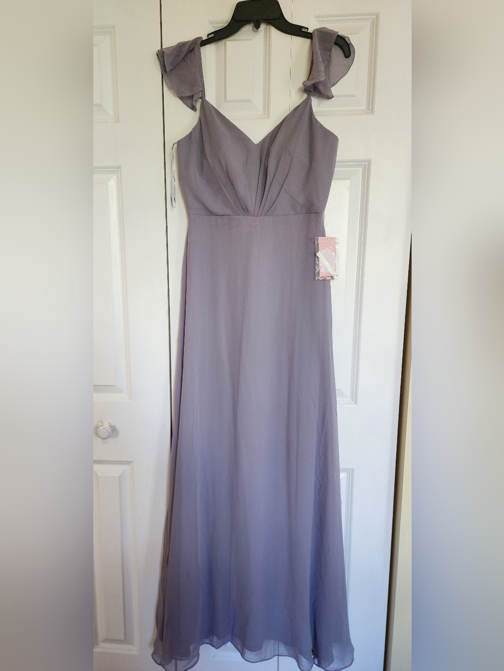 Size. M Birdy Grey Elegant Lavender Chiffon Maxi Dress with Ruffled Straps